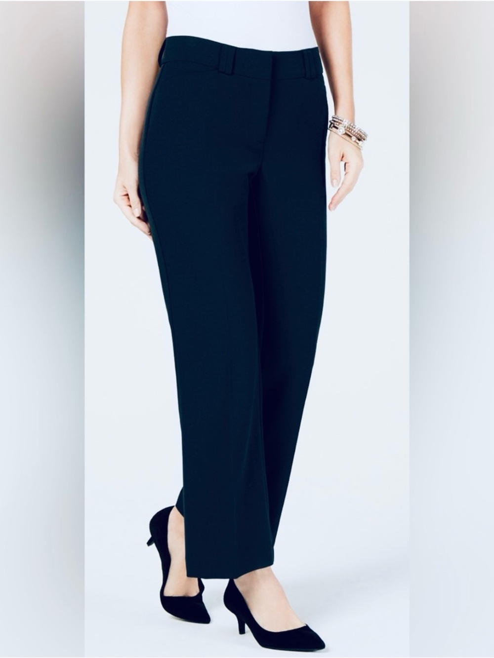 NWT $78 Alfani Curvy Fit Tummy Control Straight Leg Navy Dress Pants Petite 20WP
